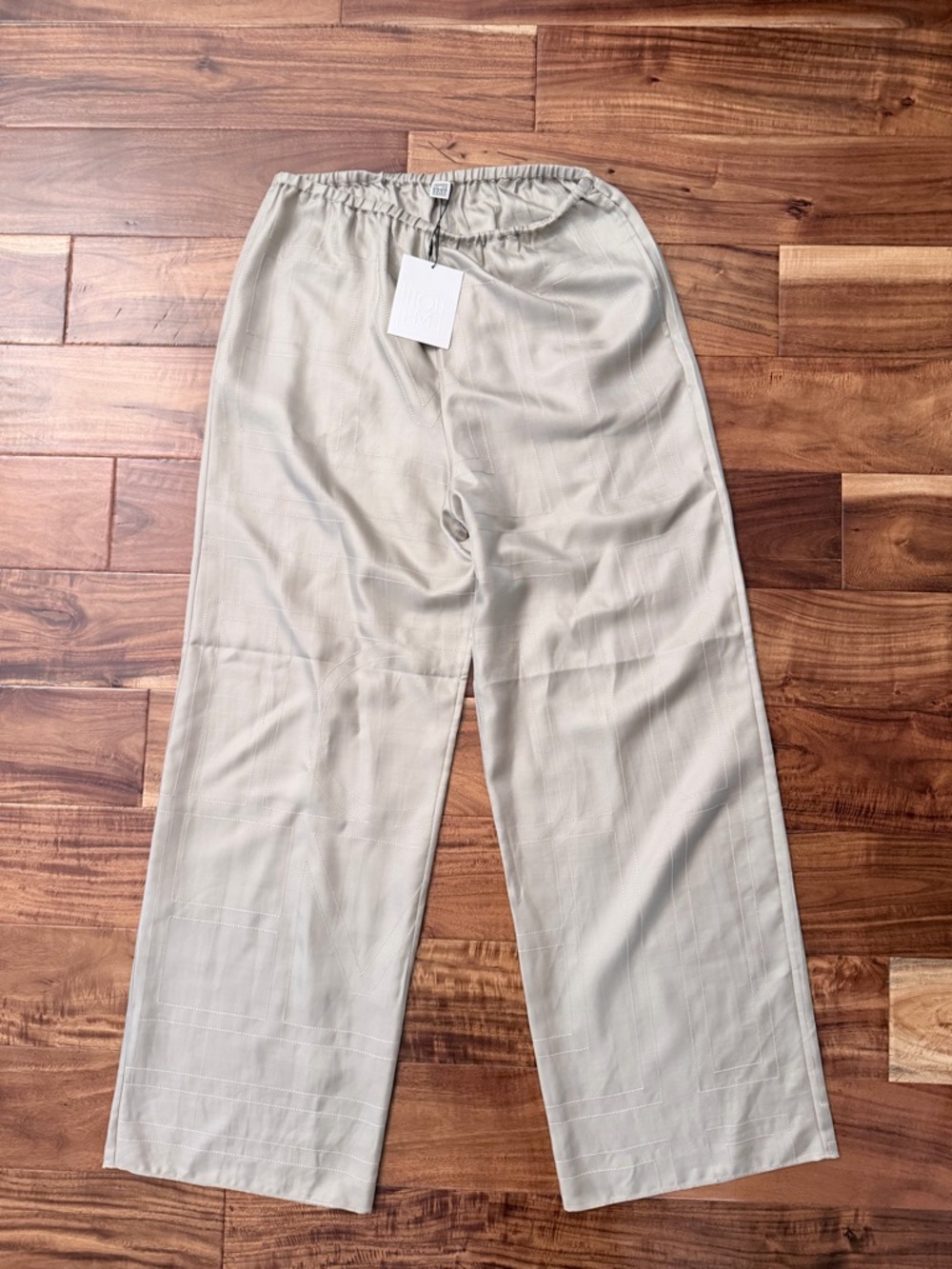 Toteme Monogram Silk PJ bottoms NWT Silver Grey